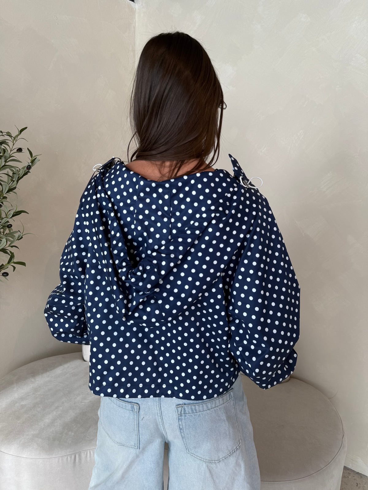 Polka Dot Hood  Windbreaker Jacket