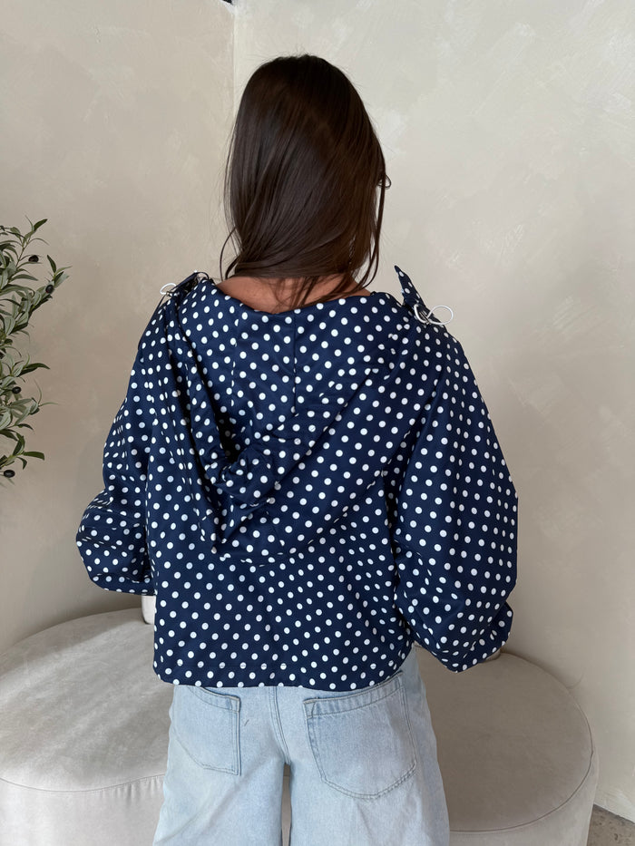 Polka Dot Hood  Windbreaker Jacket