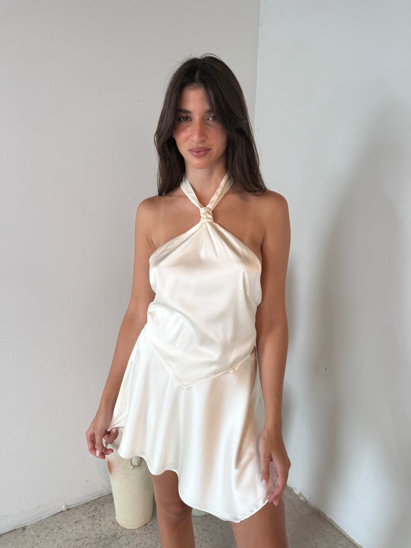 Pearl Satin Top & Skirt Set