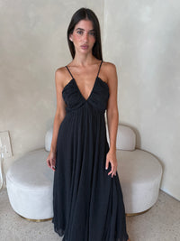 Mini Polka Dot Chiffon Maxi Dress