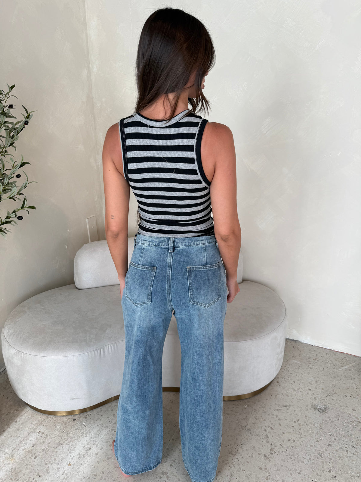 Hi Rise Denim Side Button Jeans