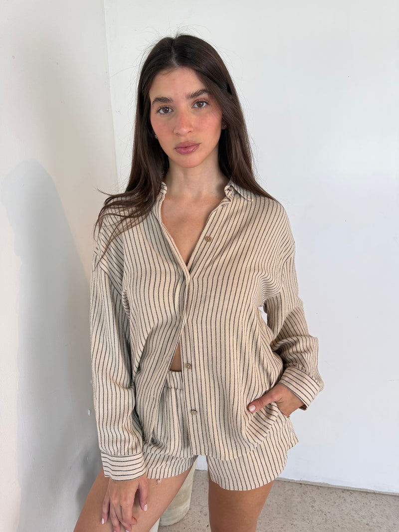 LS Stripe Top & Short Set