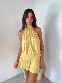 Butter Cream Halter Mini Dress