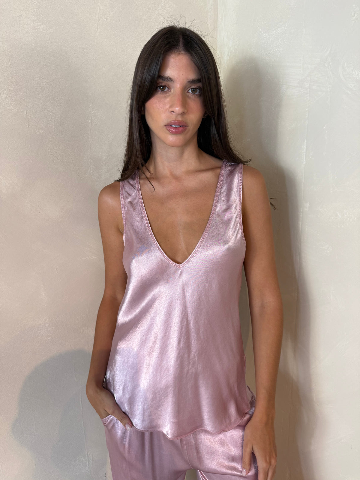 Dusty Rose Satin Set