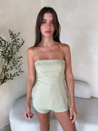 Sage Linen Tube Top & Short Set