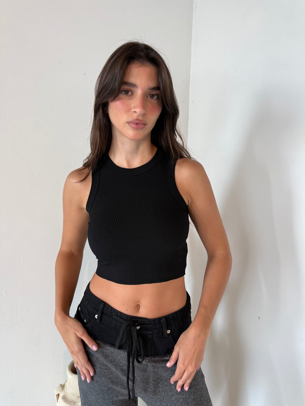 Black Ribbed Tank