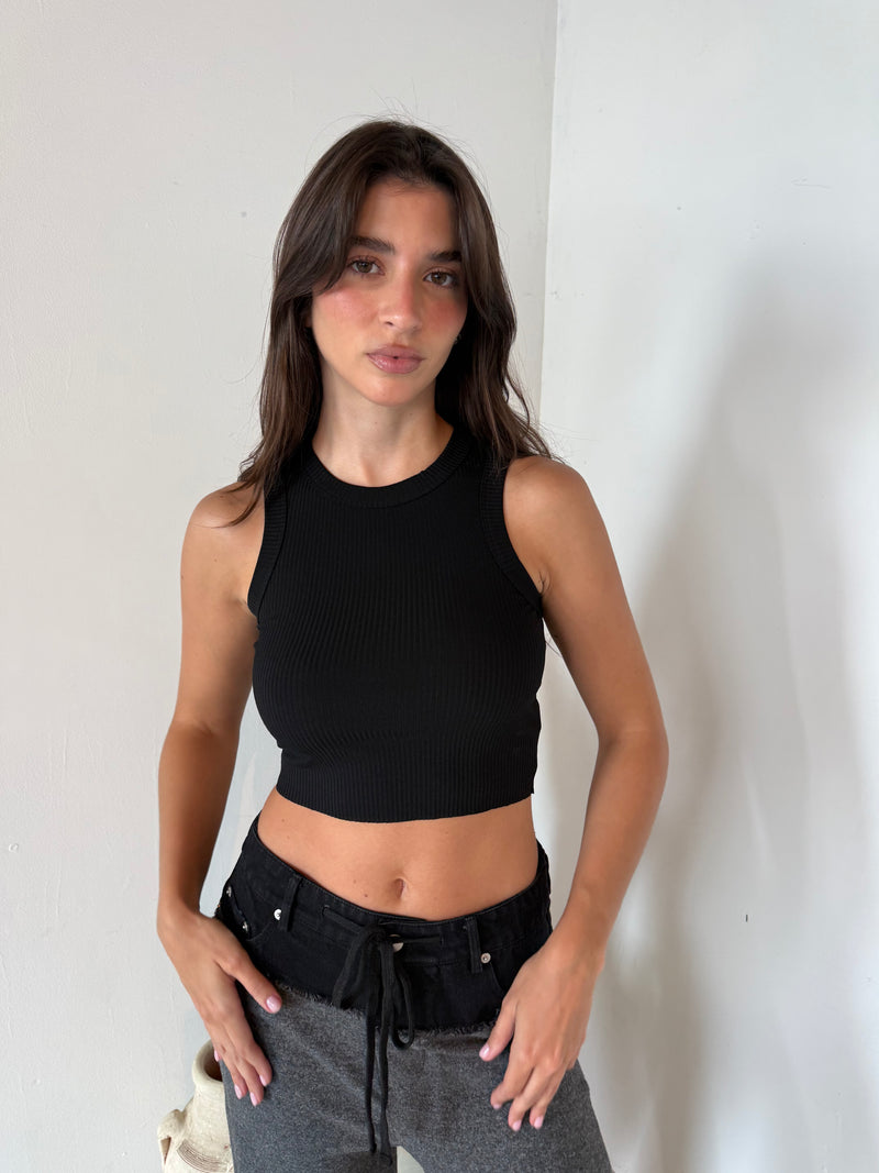 Black Ribbed Tank