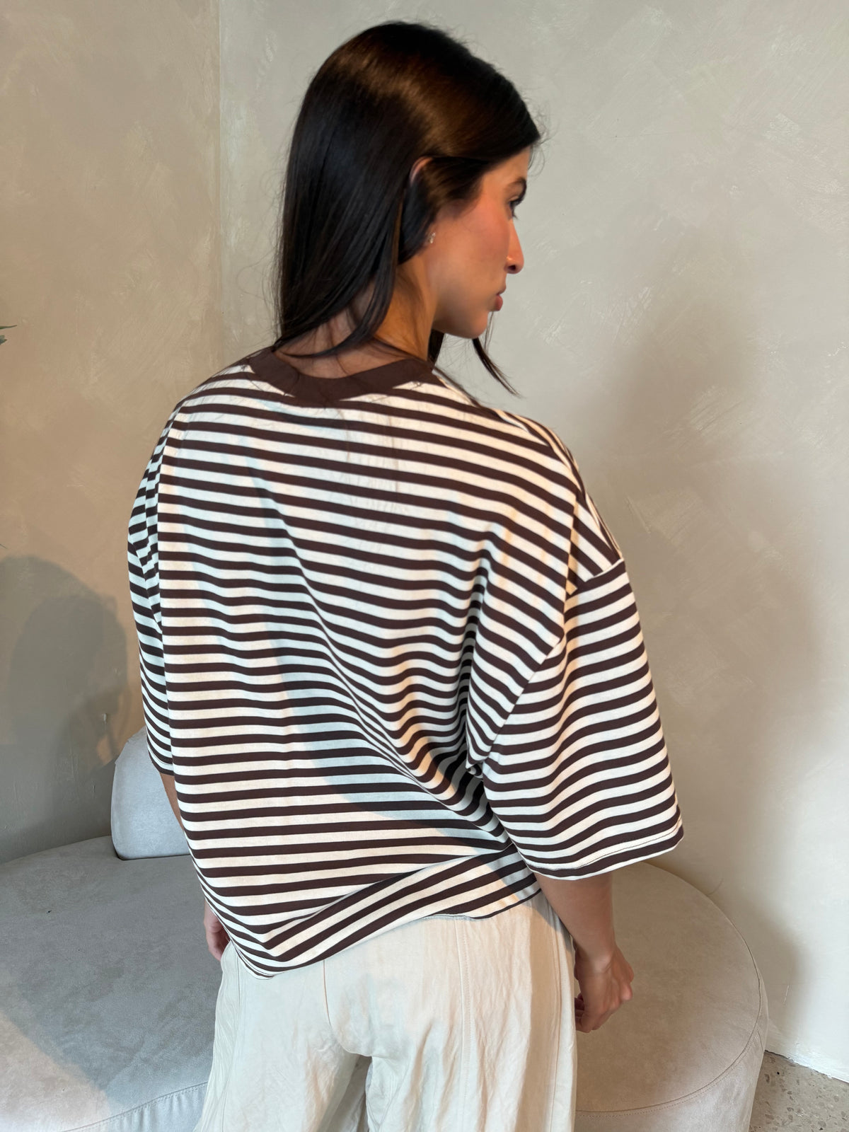 SS Brown Stripe Tee