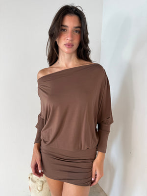 Brown LS Mini Dress