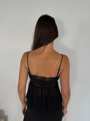 Lace Trim Tie Top & Maxi Skirt Set