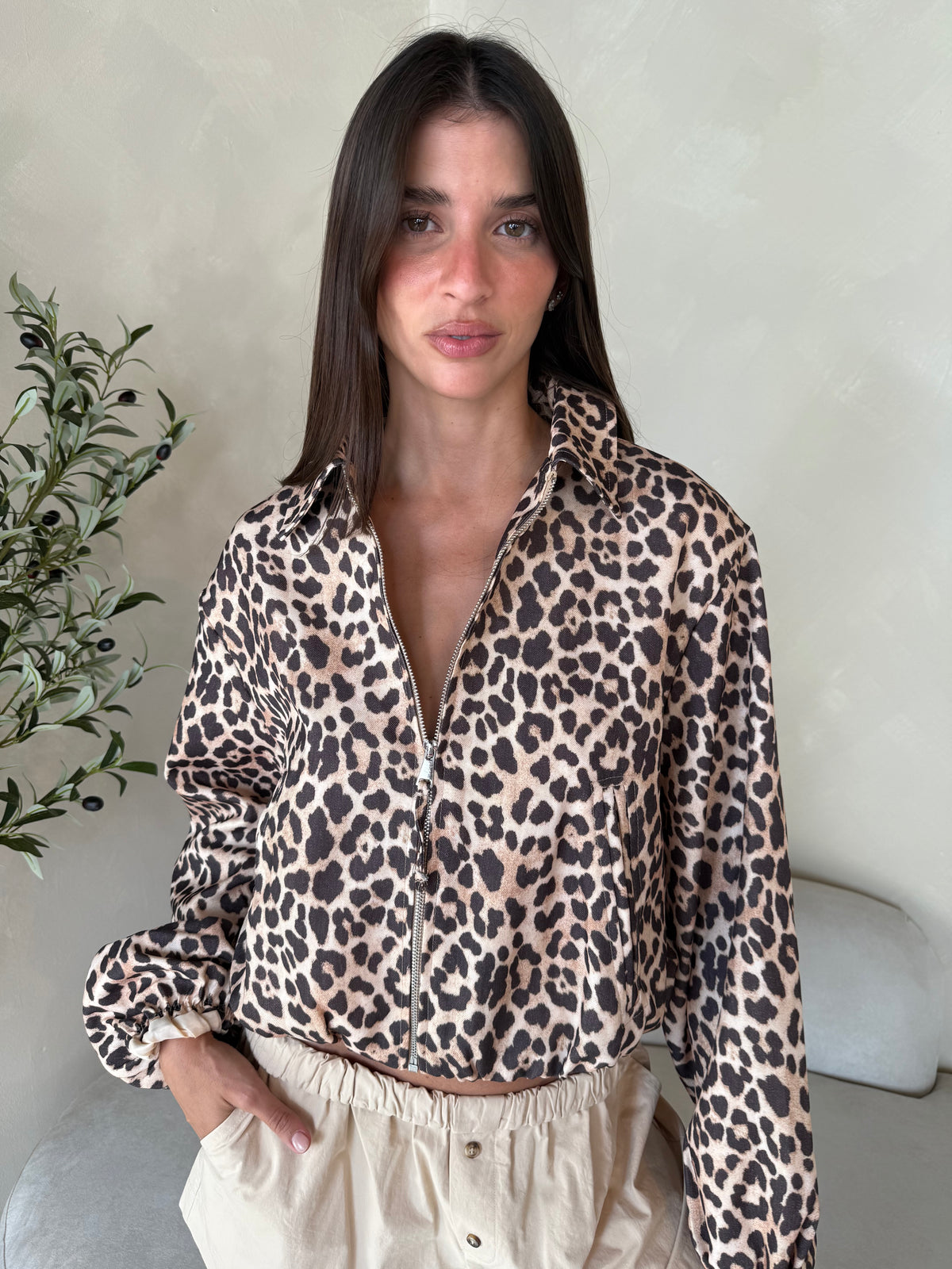 Leopard Bubble Hem Jacket