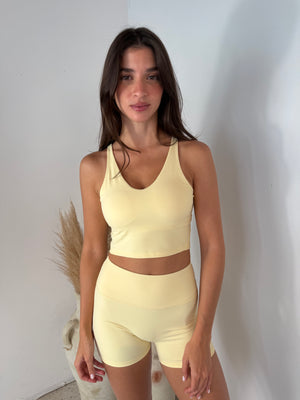 V Neck Top & Biker Short Set