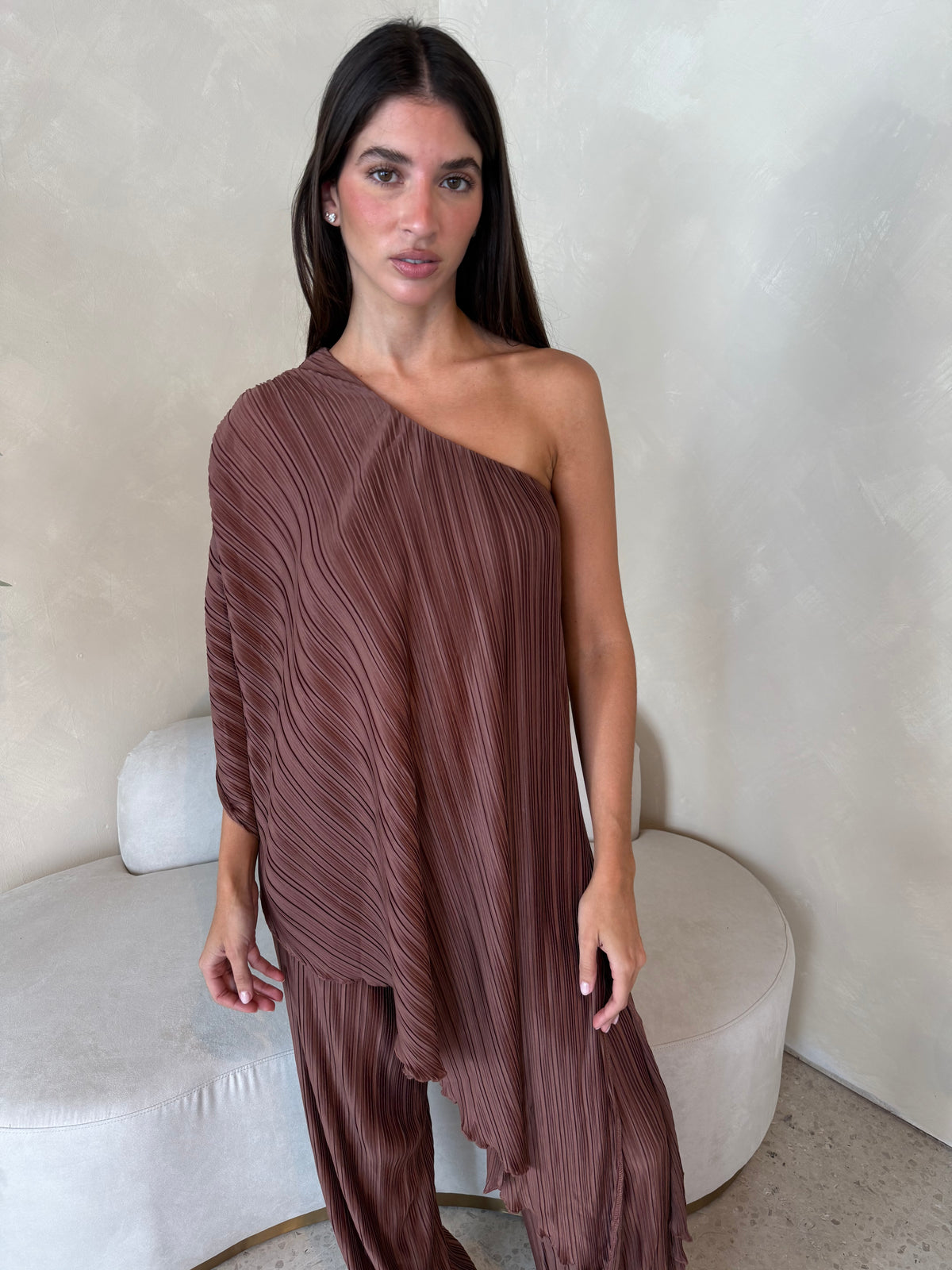 Brown Pleated Set