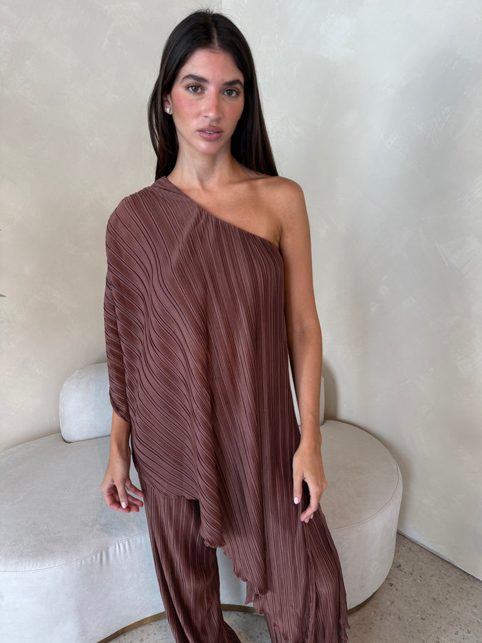 Brown Pleated Set