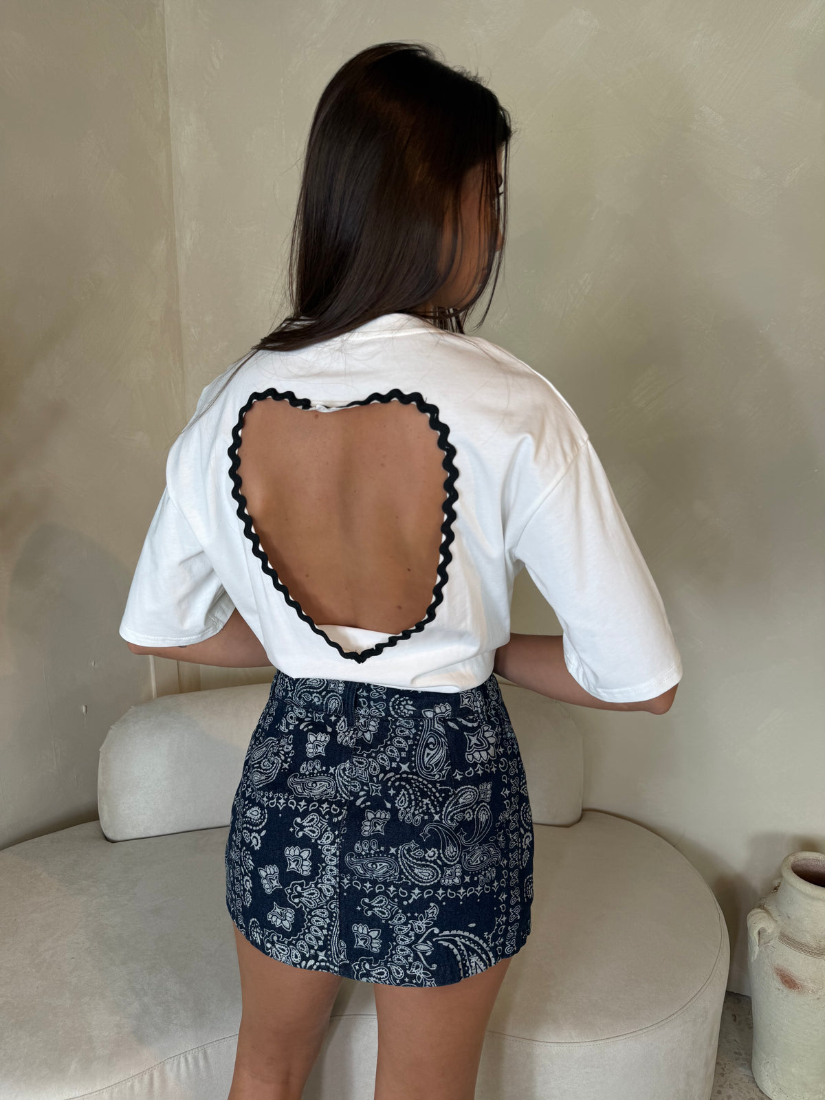 Paisley Denim Mini Skort