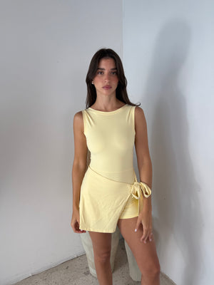 Sleeveless Wrap Tie Front Dress