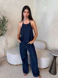 Denim Stitch Halter Top & Pant Set