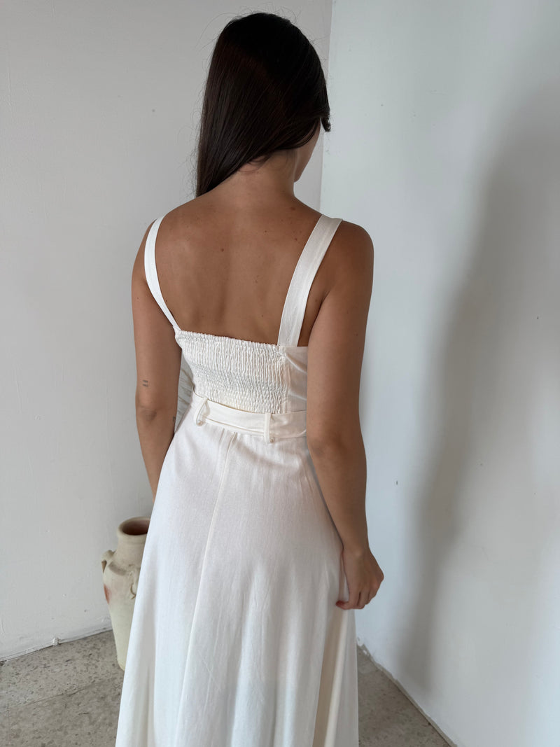 Belted Ivory Dress