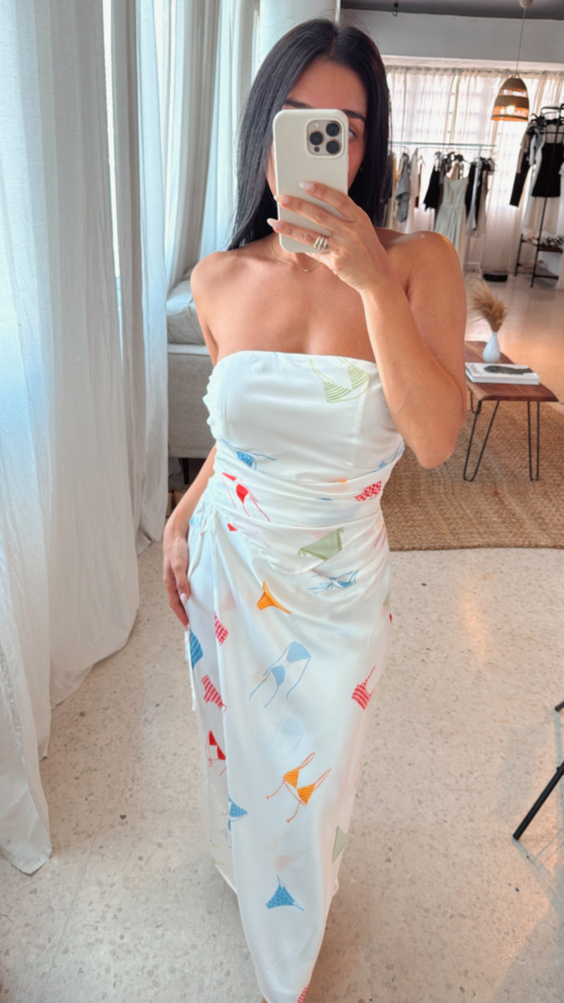 Bikini Print Satin Skirt