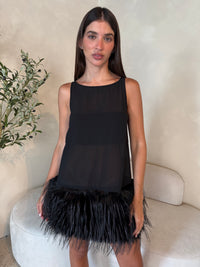 Black Feather Mini Dress
