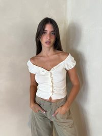 Button Cream Top