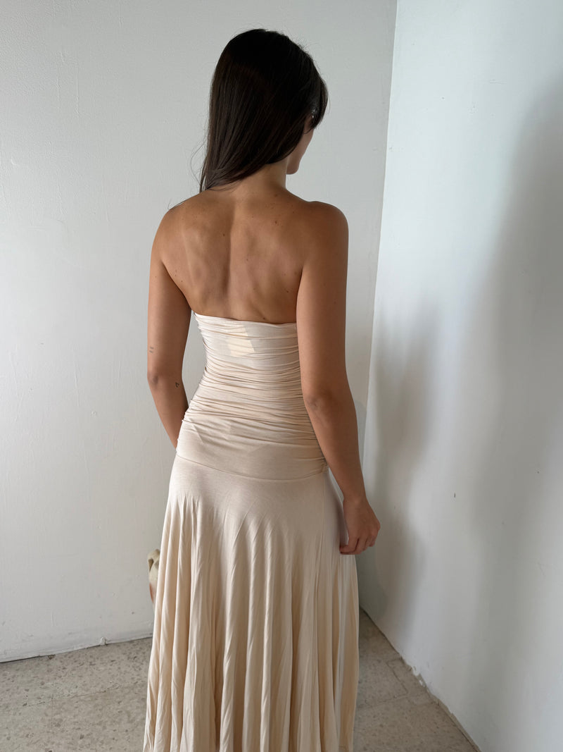 Strapless Ruched Maxi Dress