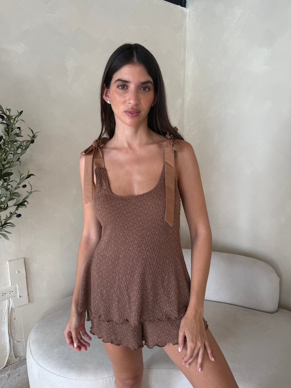 Textured Ruffle Romper