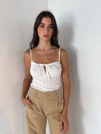 White Tie Front Cami Top