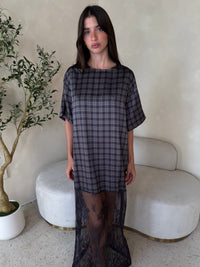 Plaid Lace Maxi Dress