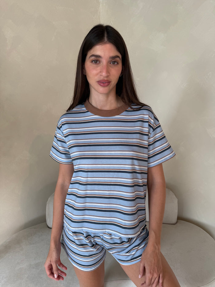 Stripe SS Top & Short Set