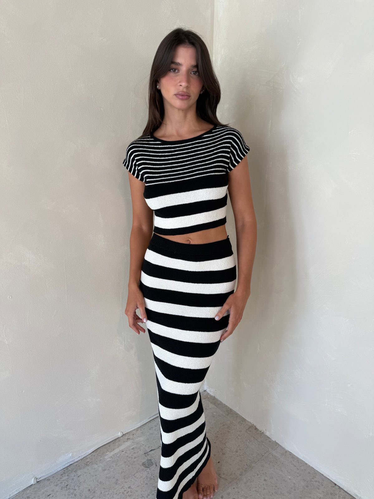 Stripe Top & Skirt Set