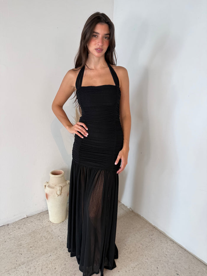 athletic midi dress All Day Ribbed Knit Dress Black by Snoga Athletics