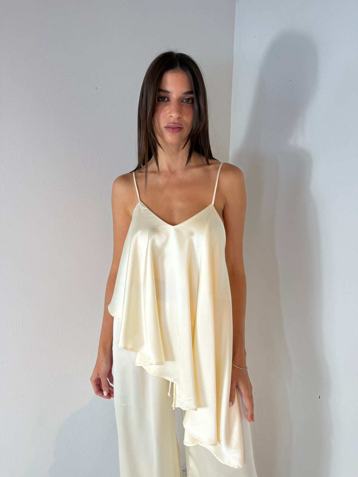 Satin Ruffle Top & Pant Set