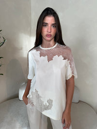 Asymmetric Lace Mix Top