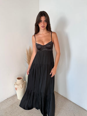 Black Bustier Maxi Dress