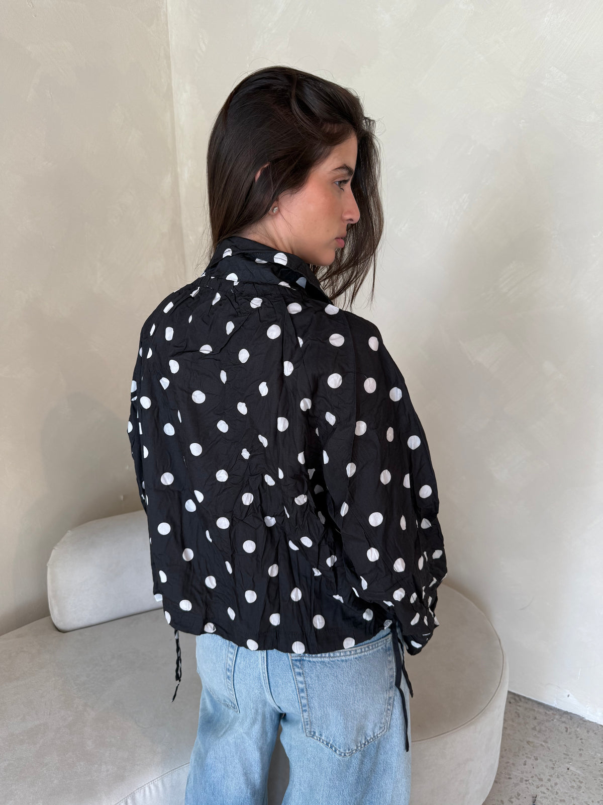 Polka Black Button Jacket