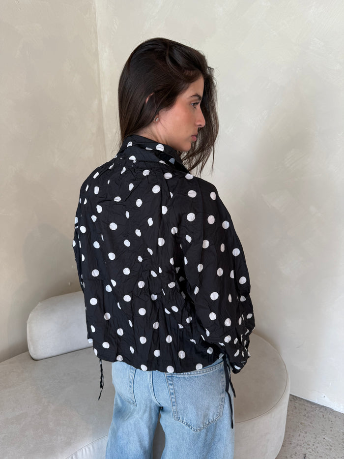 Polka Black Button Jacket