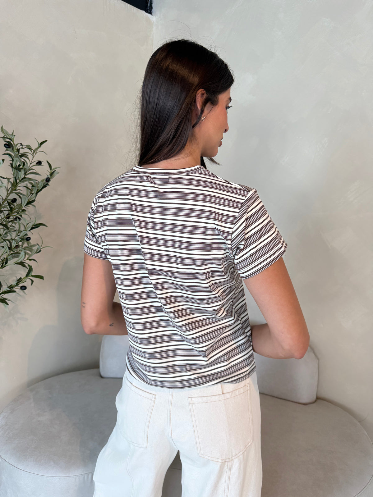Brown Stripe SS Tee
