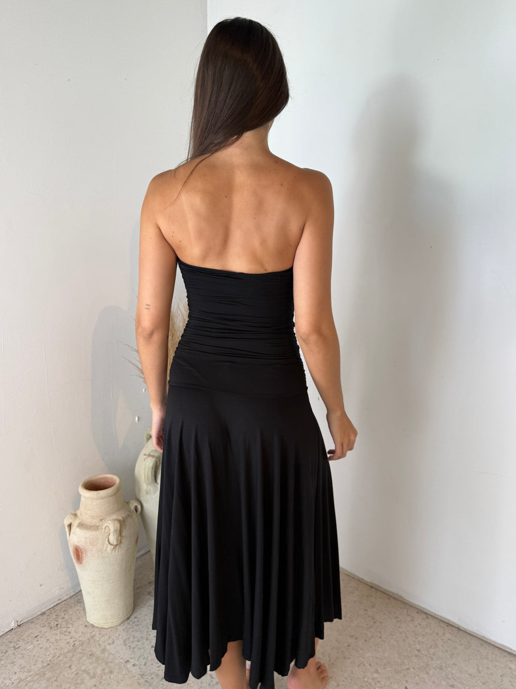 Strapless Ruched Maxi Dress