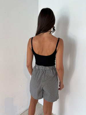 Black Gingham Bermuda Shorts