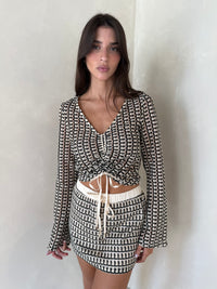Cream Black Crochet Set