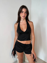 Suede Fringe Top & Short Set