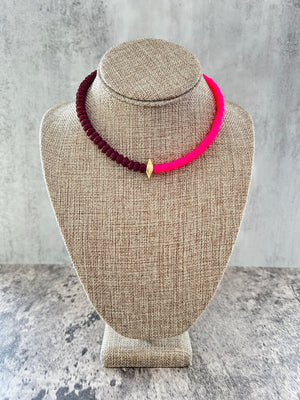Fuchsia Wine Shell Puca Necklace