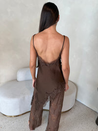Brown Lace Top & Pant Set