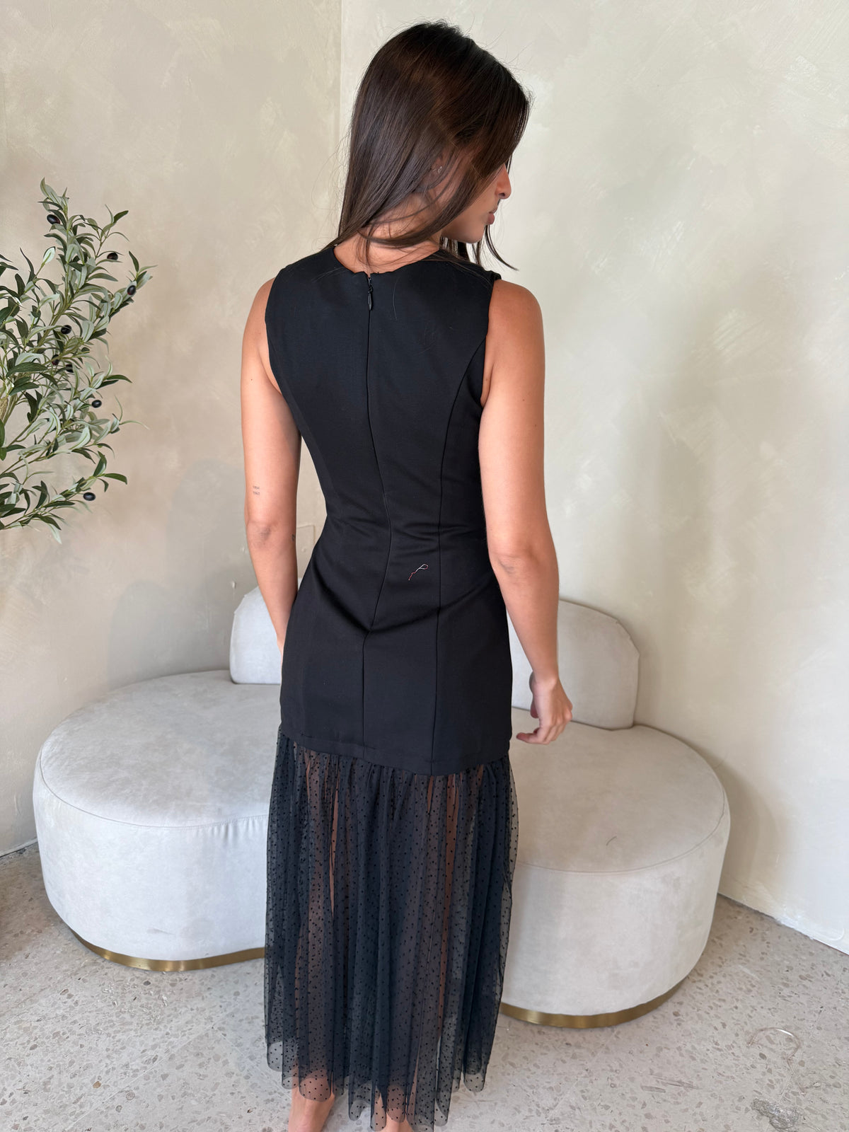 Black Polka Mesh Dress