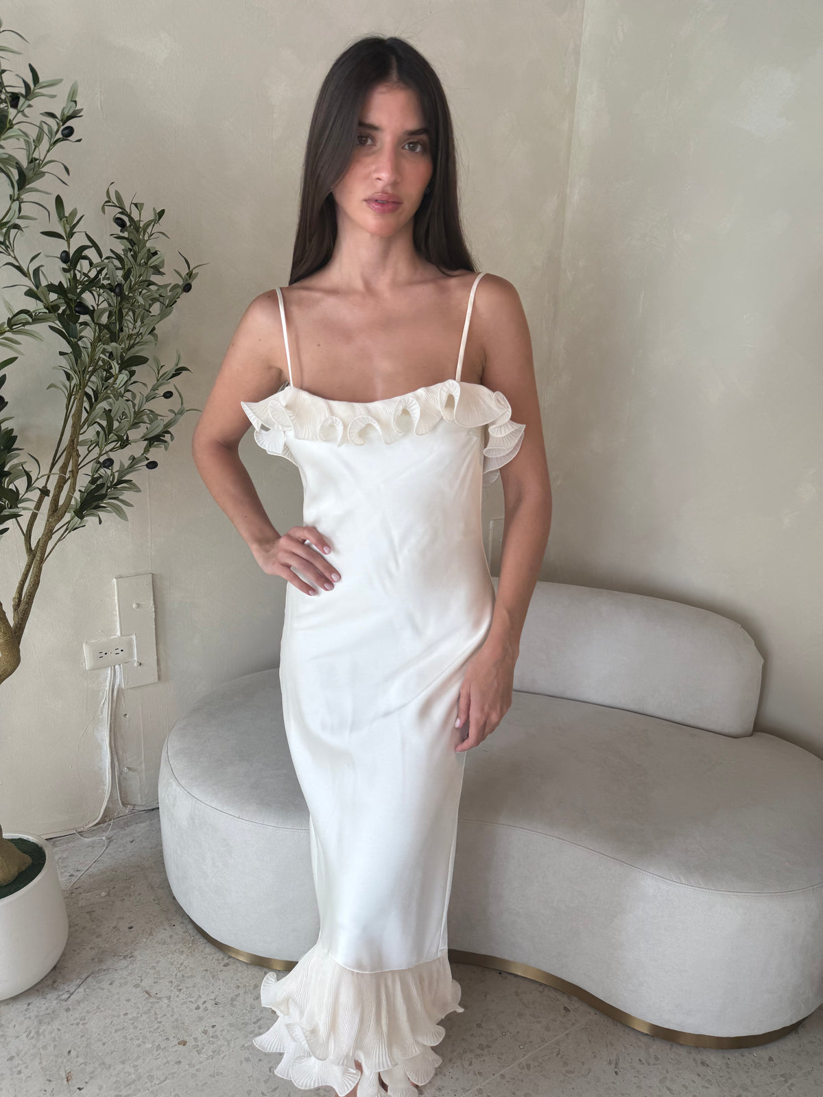 Satin Ruffle Dress