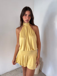 Butter Cream Halter Mini Dress