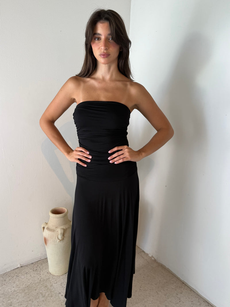 Strapless Ruched Maxi Dress