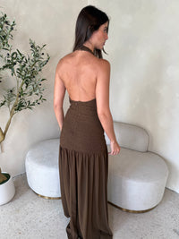 Brown Open Back Maxi Dress