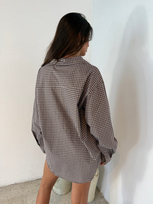 Brown Plaid LS Top & Short Set